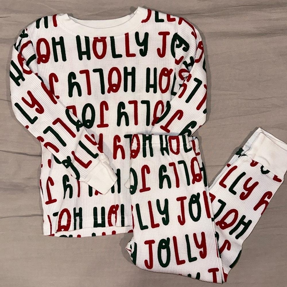 Carter’s 2-Piece Long Sleeve Pants Christmas Pajama Set 3T Holly Jolly Print